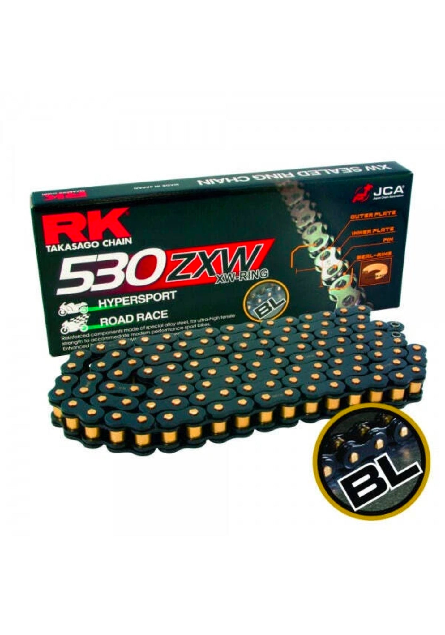 Yamaha fzs 1000 RK ZXW Chain Black 530 Pitch 116 Links Rivet Link XW-Ring Steel