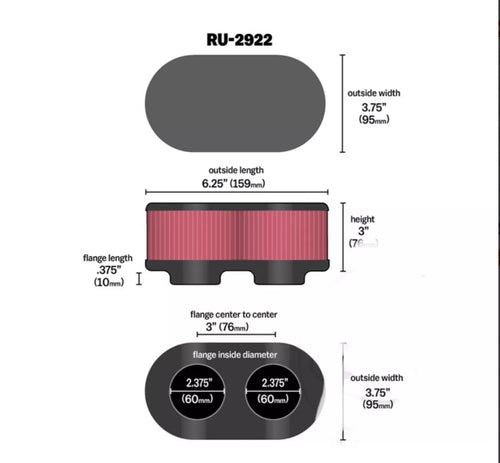 BMC Dual Pod Performance Air Filters FM2922 fits GSF1200 Bandit GSXR1100